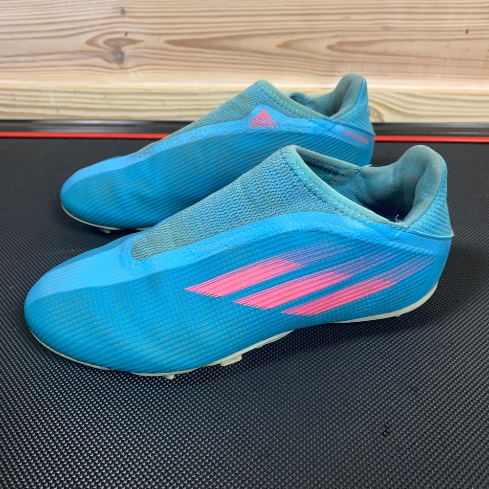 Adidas X Speedflow.3 Soccer Cleats Kids 3 Blue Pink Laceless GW7497 Firm Ground